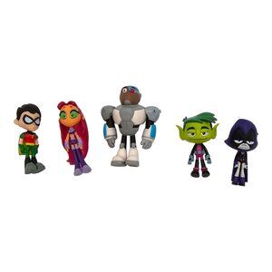 Teen Titans Go PVC Figures Cyborg Raven Robin Starfire 2” DC Comics Lot of 5